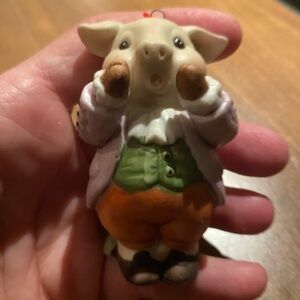 Vintage Mother Goose by Shafford Mini Ceramic Pig Ornament
